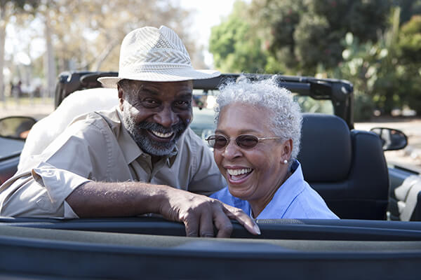 Mature couple in convertable
